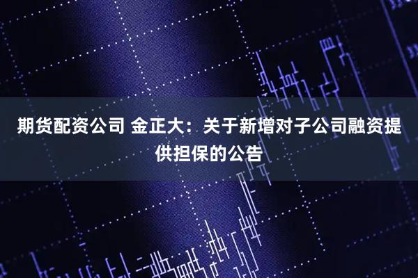 期货配资公司 金正大：关于新增对子公司融资提供担保的公告