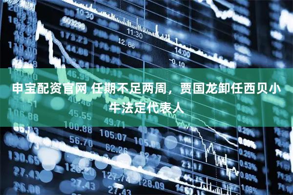 申宝配资官网 任期不足两周，贾国龙卸任西贝小牛法定代表人